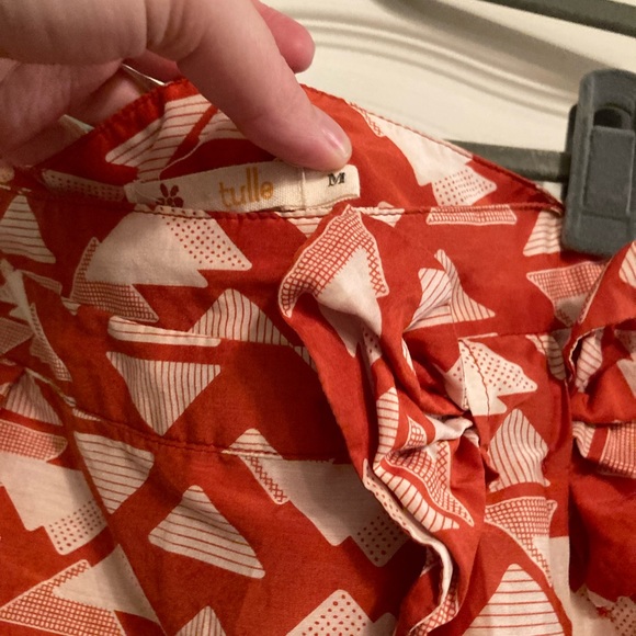 Tulle Size Medium Orange Skirt with white Triangles - Picture 3 of 3